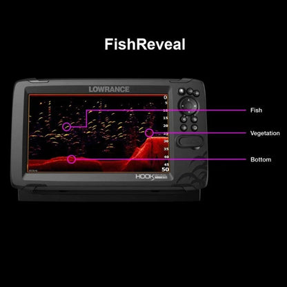 Lowrance HOOK Reveal 5", 7" and 9" Fish Finders with Transducers