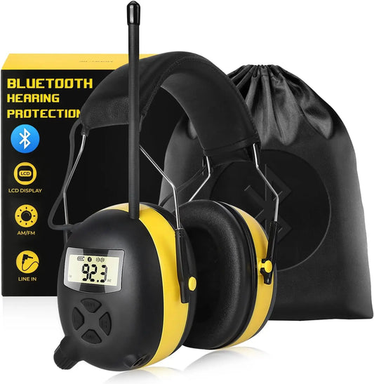 NEW Upgraded Bluetooth 5.4 Hearing Protection Headphones with FM Radio 30dB NRR Safety Earmuffs for Mowing, Workshops