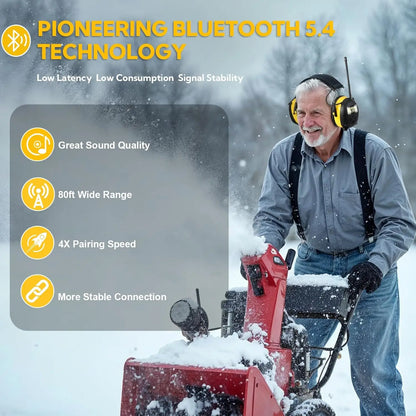 NEW Upgraded Bluetooth 5.4 Hearing Protection Headphones with FM Radio 30dB NRR Safety Earmuffs for Mowing, Workshops