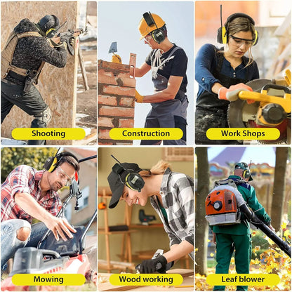 NEW Upgraded Bluetooth 5.4 Hearing Protection Headphones with FM Radio 30dB NRR Safety Earmuffs for Mowing, Workshops